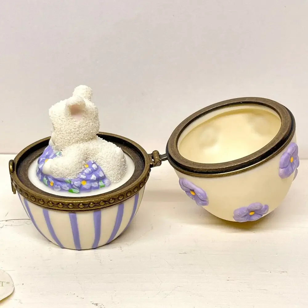 Department 56 Snowbunnies Sweet Violet Hinged Egg Box